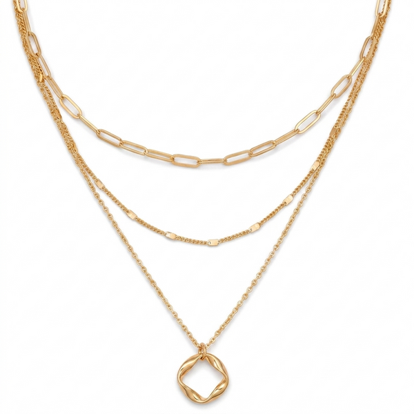 Collier multirangs doré superposé