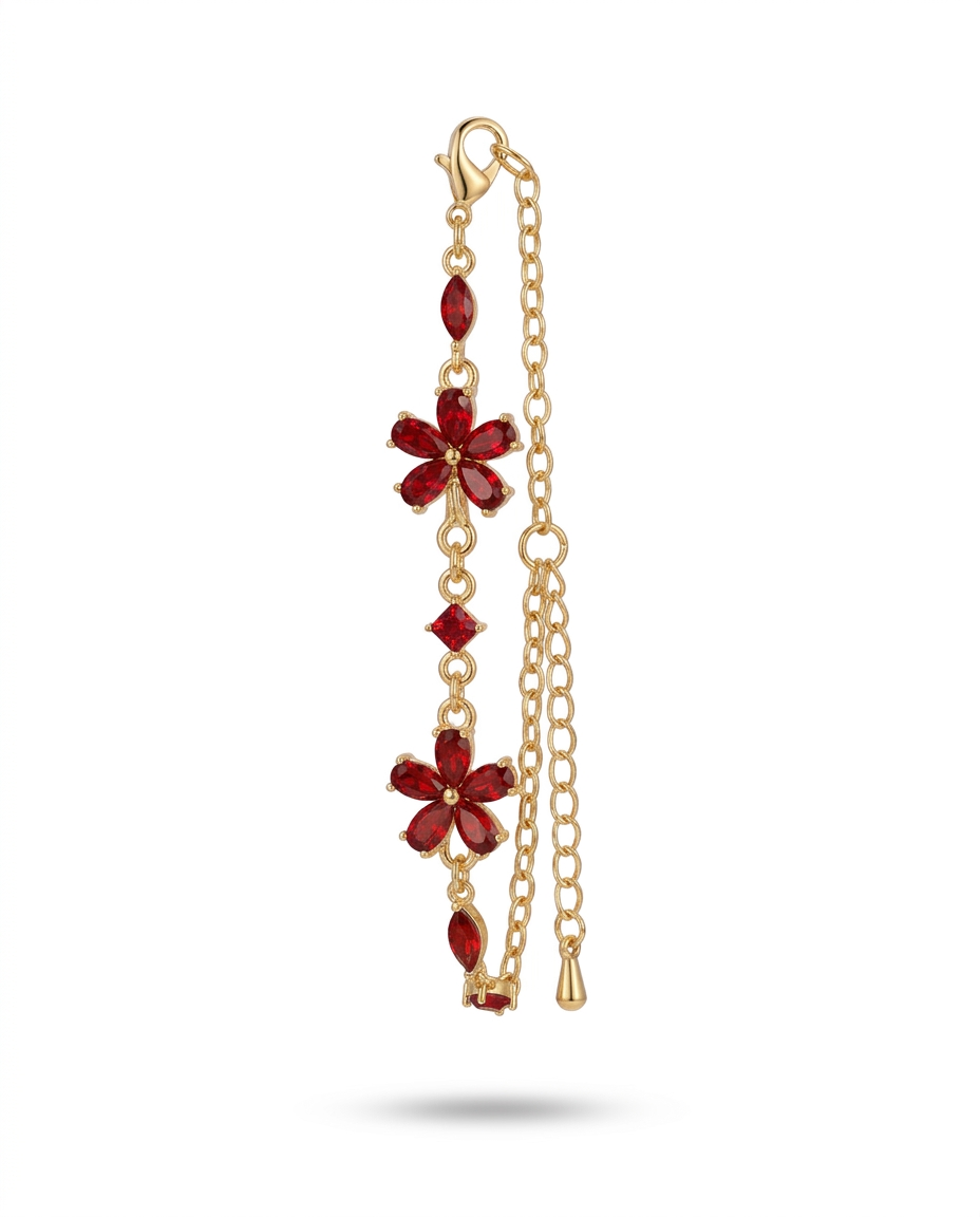 Bracelet Fleuri Éclat de Rubis