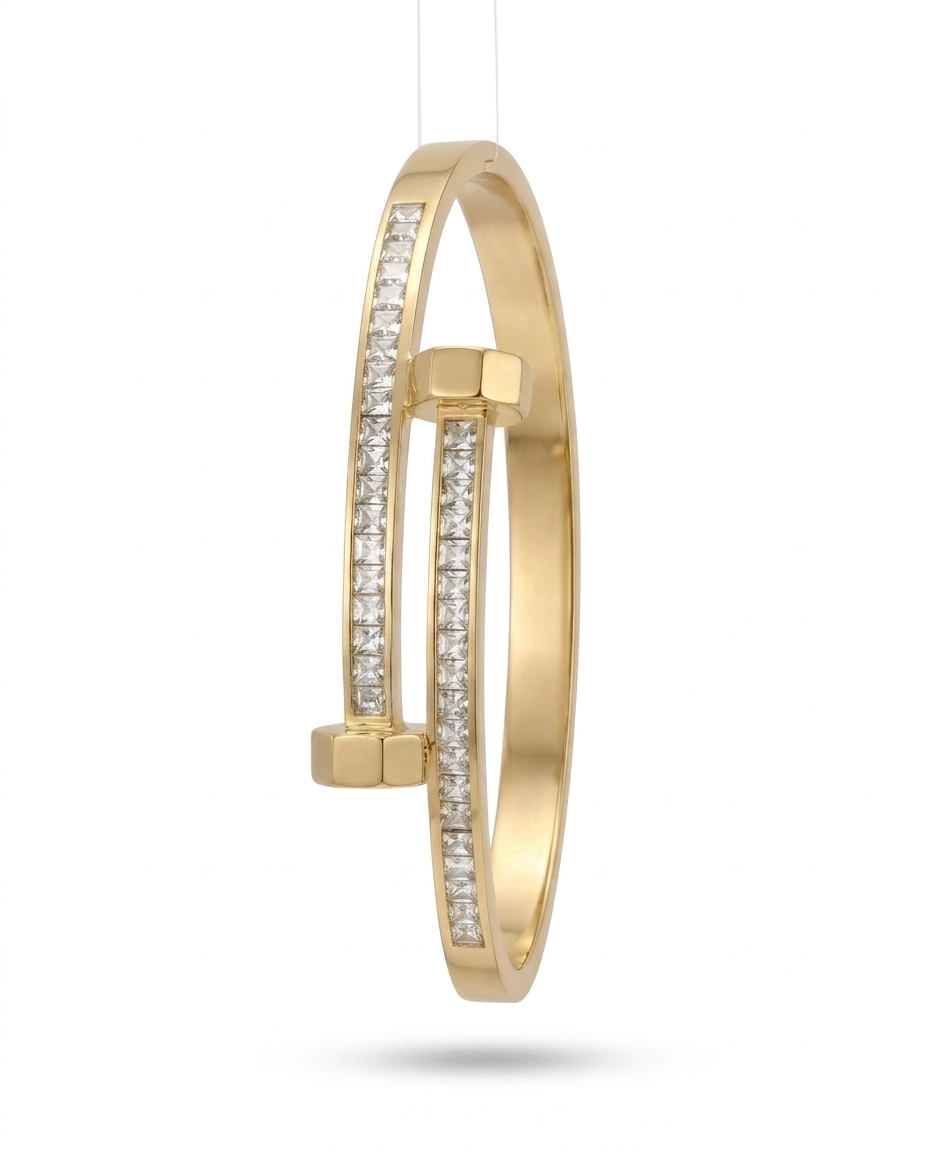 Bracelet Jonc Éclat Doré Scintillant