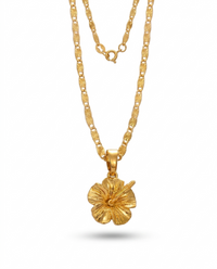 Collier Doré Fleur d'Hibiscus Tropical