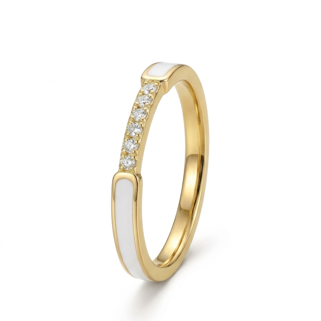 Bague Dorée Éclat de Nacre Blanche