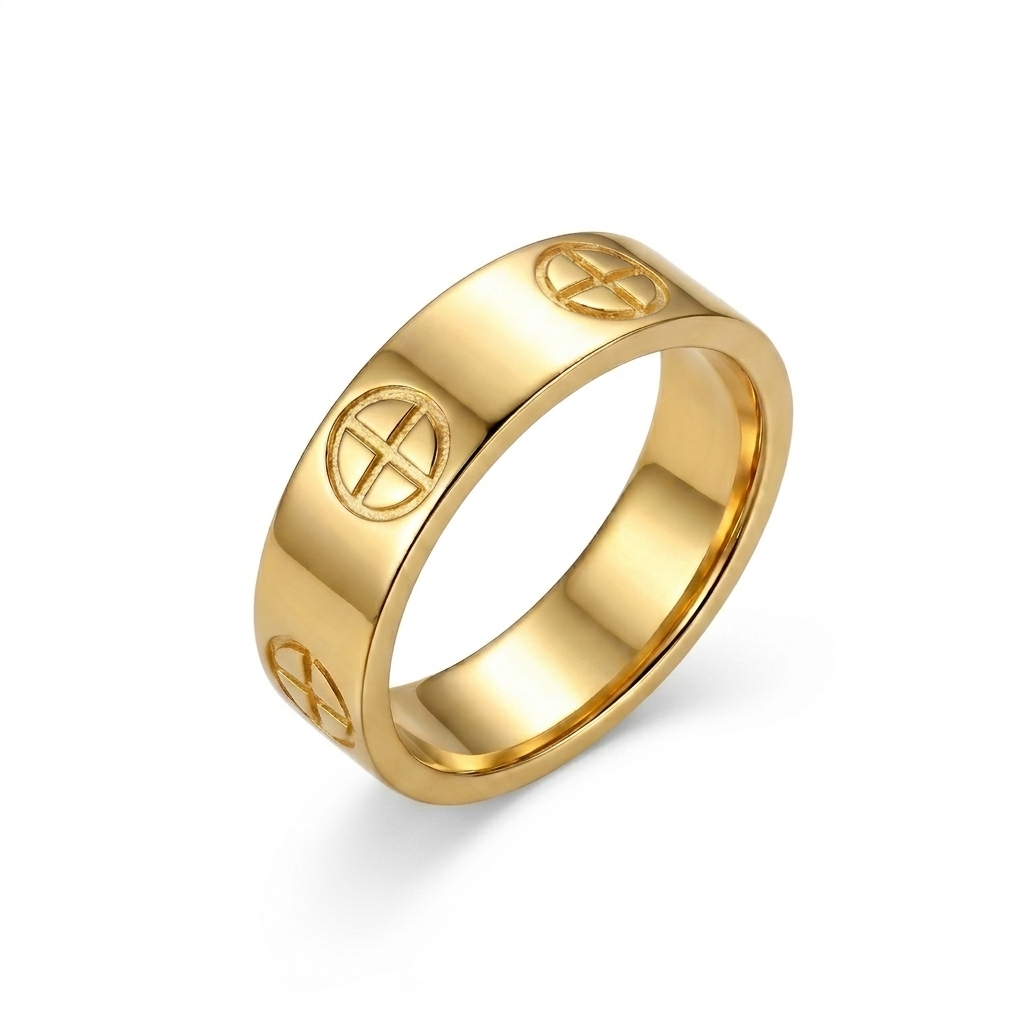 Bague Dorée Croix d'Amour Éternel