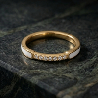 Bague Dorée Éclat de Nacre Blanche