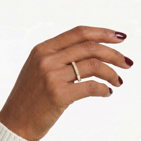 Bague Dorée Éclat de Nacre Blanche