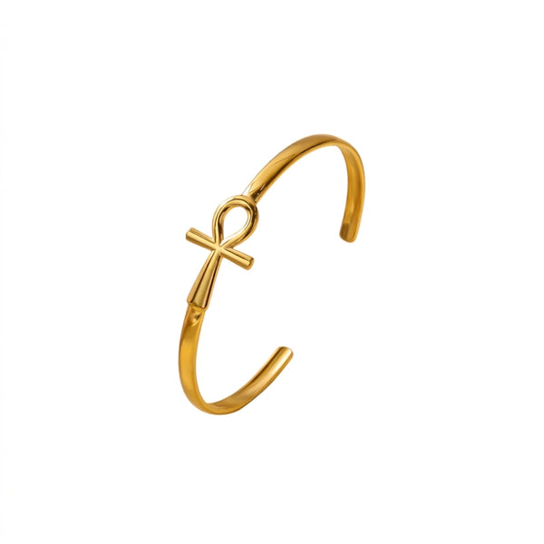 Manchette croix Ankh dorée vintage