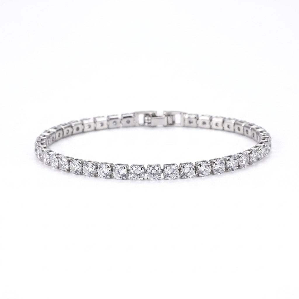 Bracelet tennis argenté étincelant femme