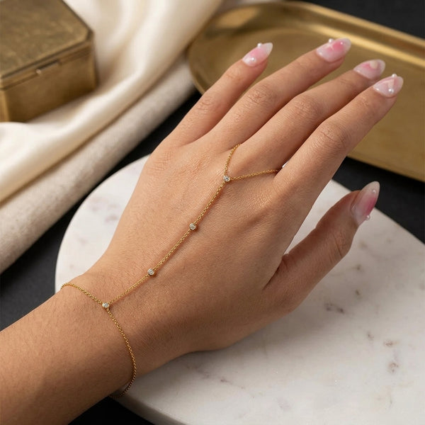 Chaîne de main dorée, bracelet bague – photo 2
