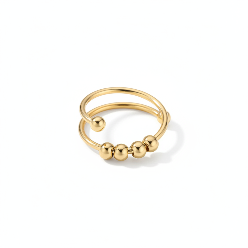 Bague Perles Anti-Stress Dorées — photo 1