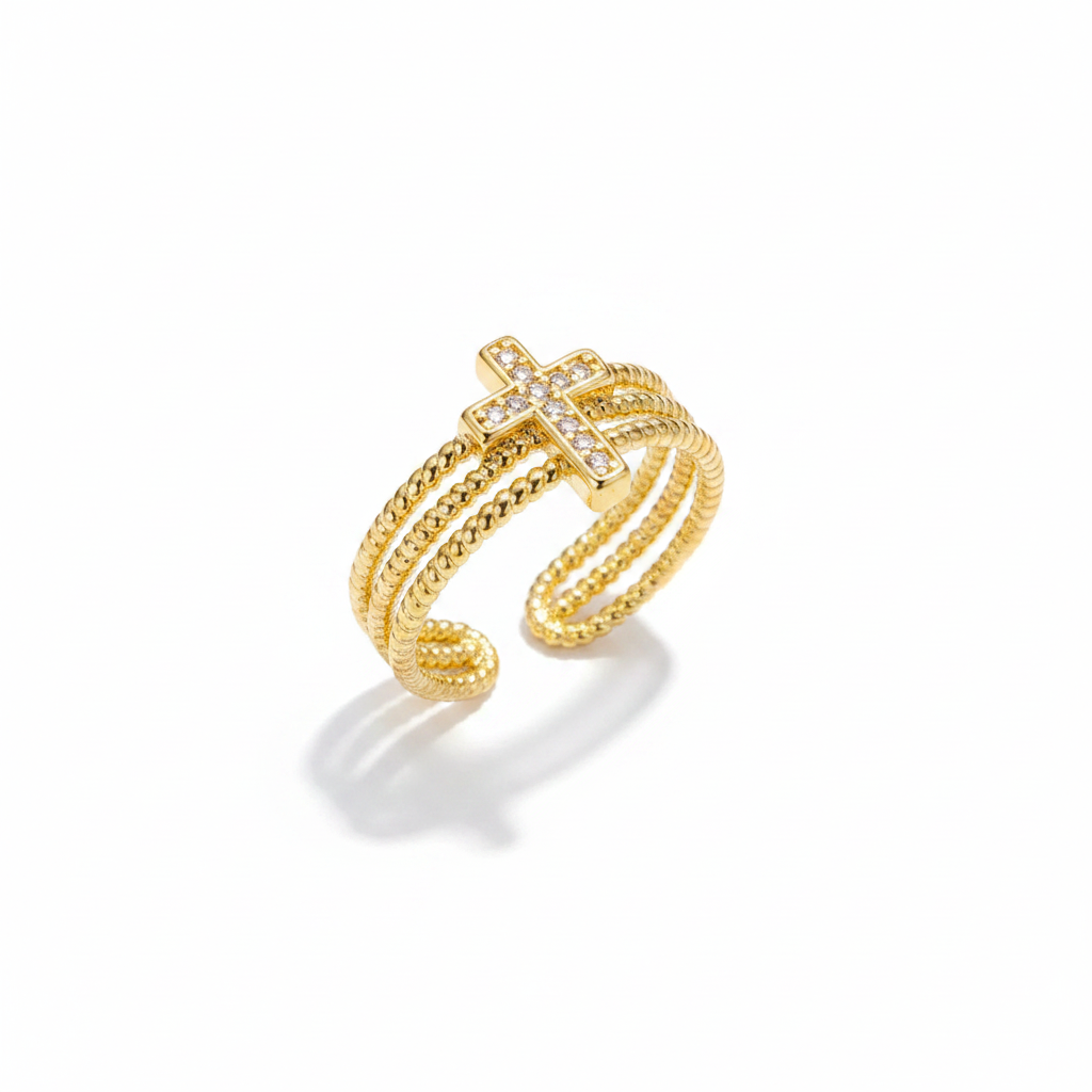 Bague Triple Torsade & Croix de Lumière — photo 1