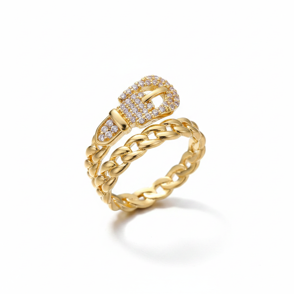 Bague Boucle Dorée & Chaîne Tressée — photo 1