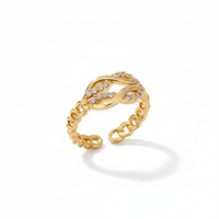 Bague Onde de Zircons & Chaîne d'Or — photo 1