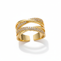 Bague Triple Rang Croisé & Zircons — photo 1