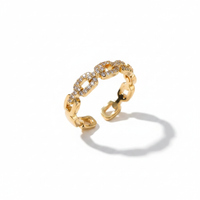 Bague Chaîne Cubaine Pavée de Diamants — photo 1