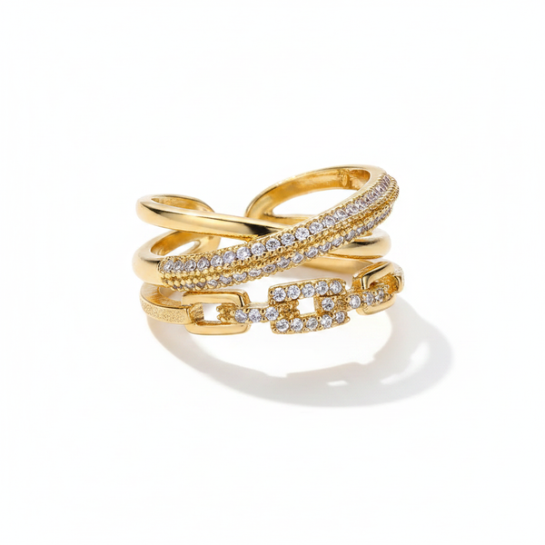 Bague Multi-Rangs Chaîne & Éclat — photo 1
