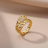 Bague Boucle Dorée & Chaîne Tressée — photo 2