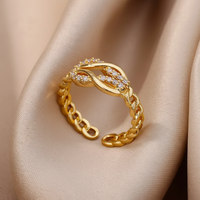 Bague Onde de Zircons & Chaîne d'Or — photo 3