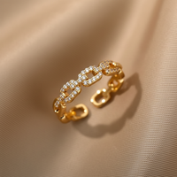 Bague Chaîne Cubaine Pavée de Diamants — photo 3